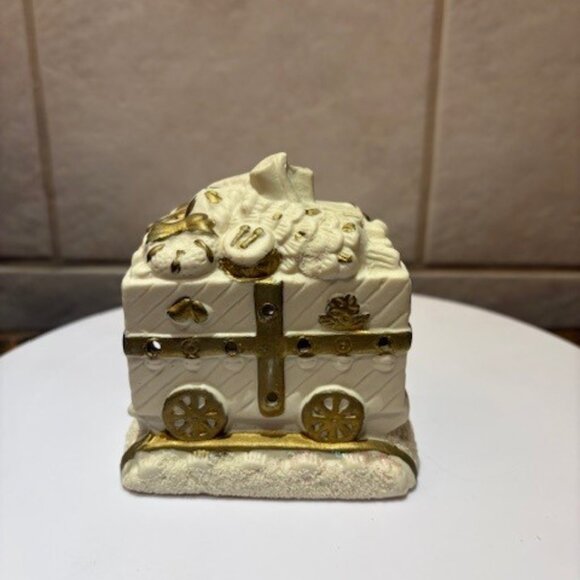 Bombay Company Christmas Santa Train White Porcelain 3 piece candle Votives - Picture 13 of 17